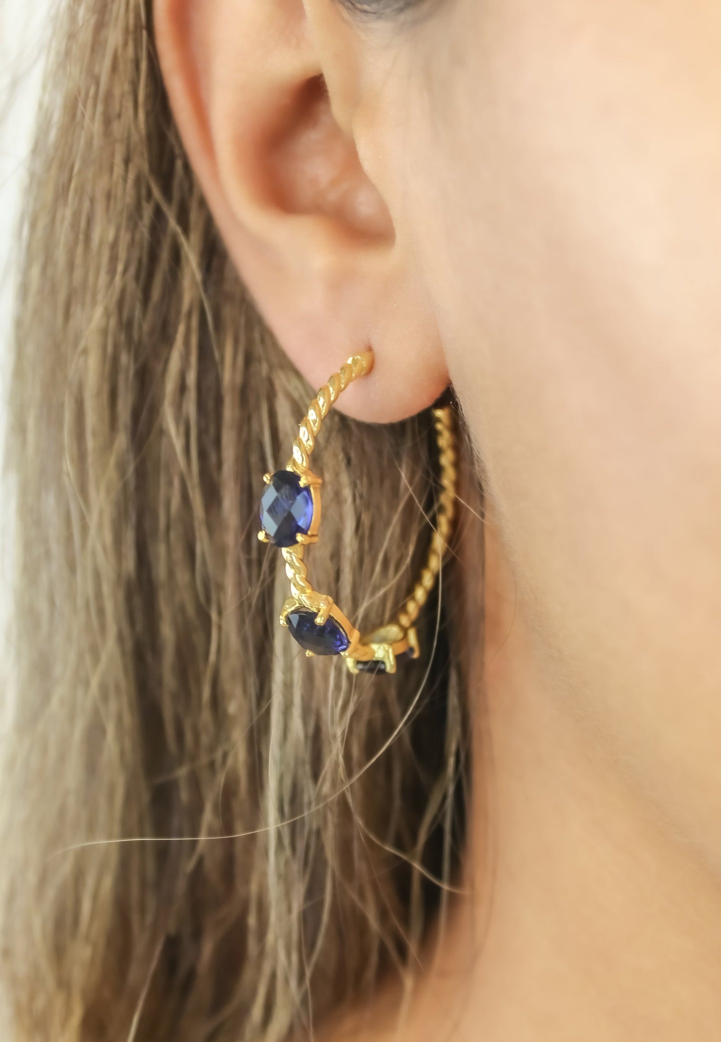 Elegant Doha Earrings with 18K Gold-Plating and Stones