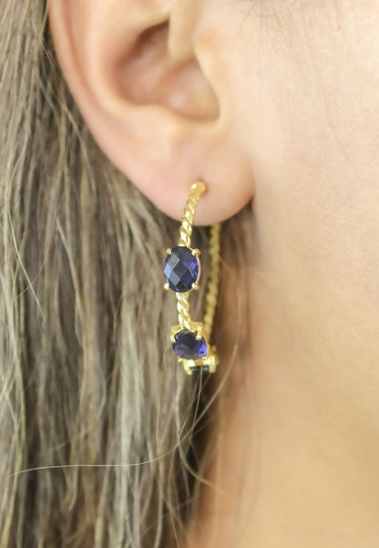 Elegant Doha Earrings with 18K Gold-Plating and Stones