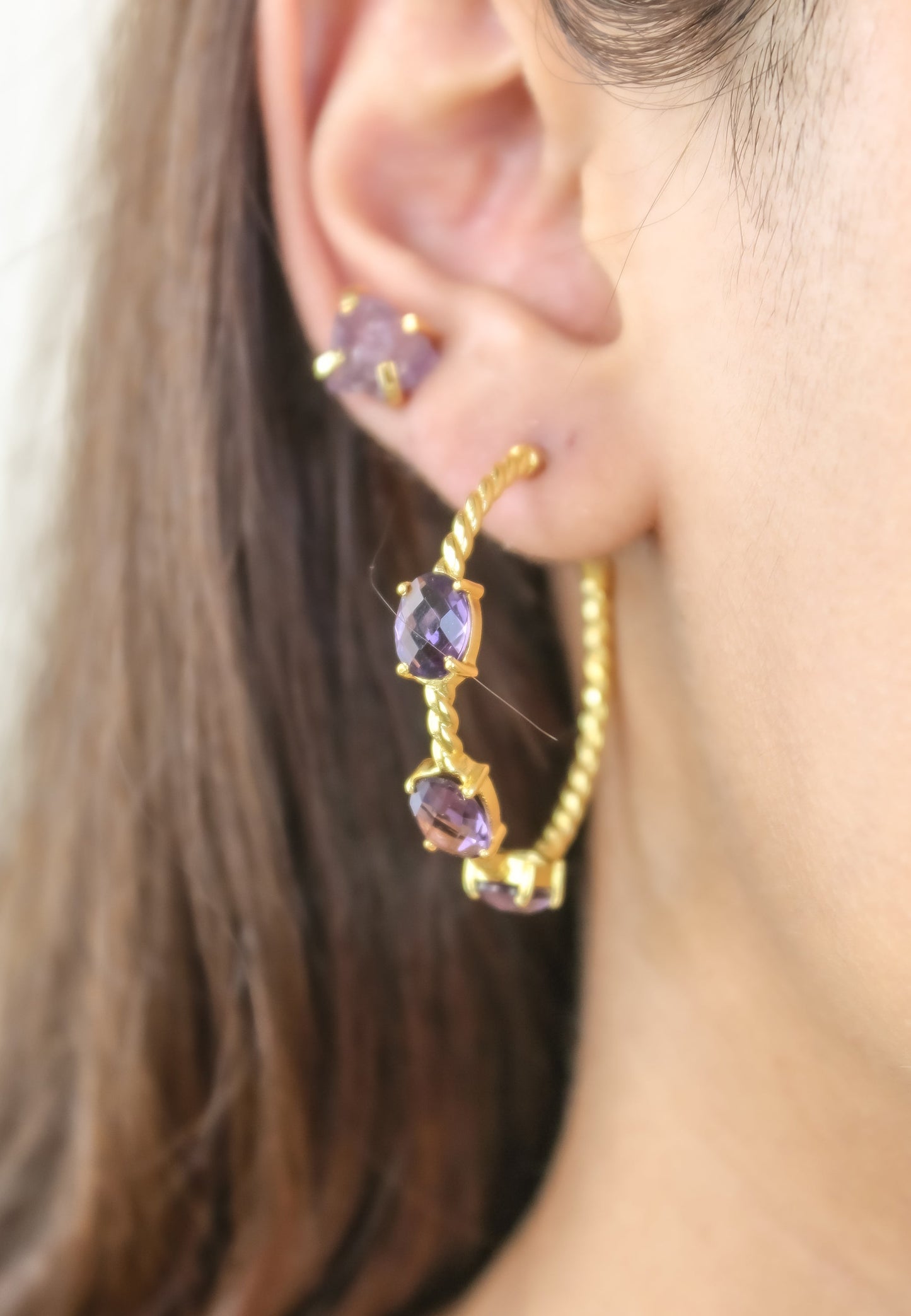 Elegant Doha Earrings with 18K Gold-Plating and Stones