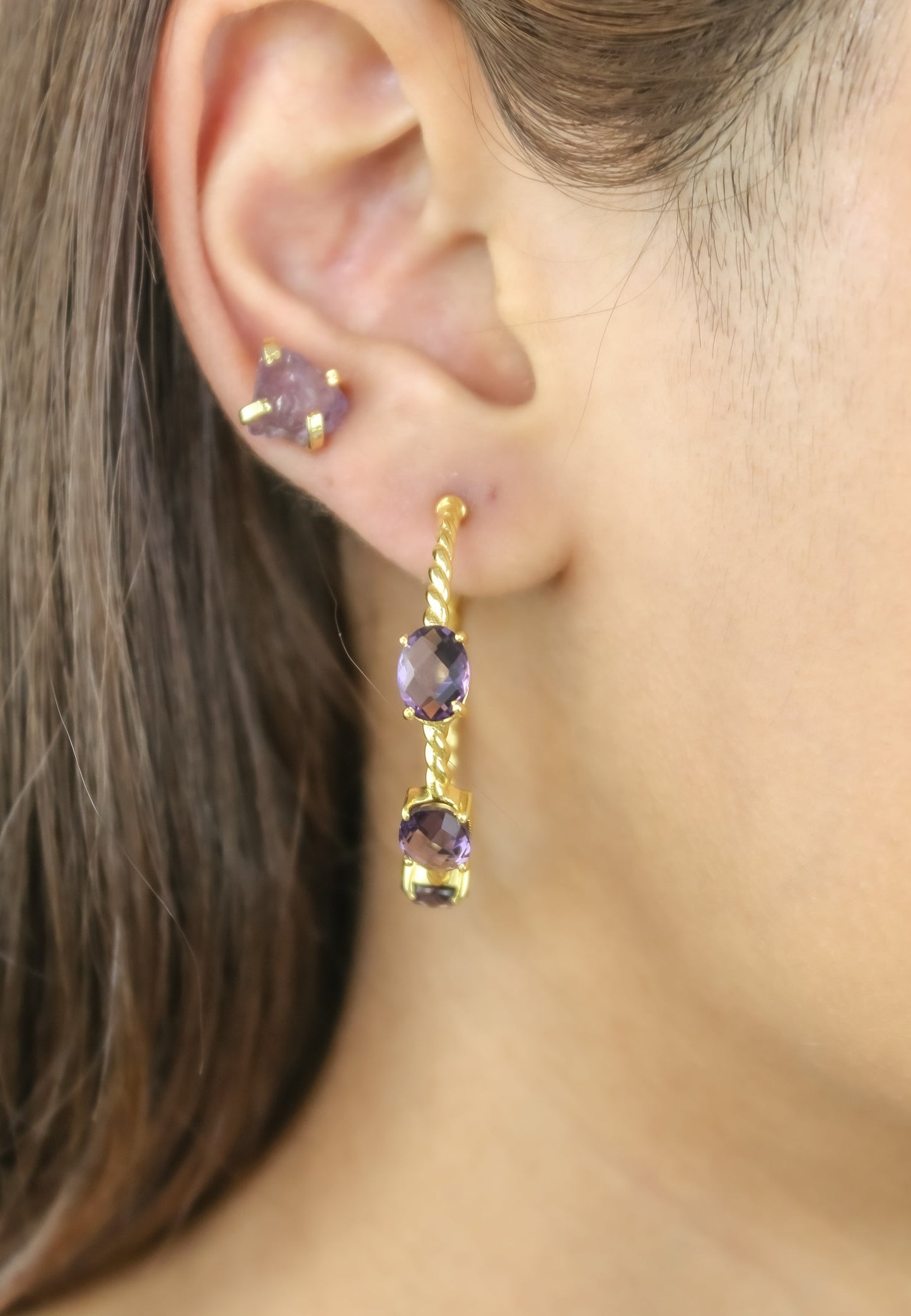 Elegant Doha Earrings with 18K Gold-Plating and Stones