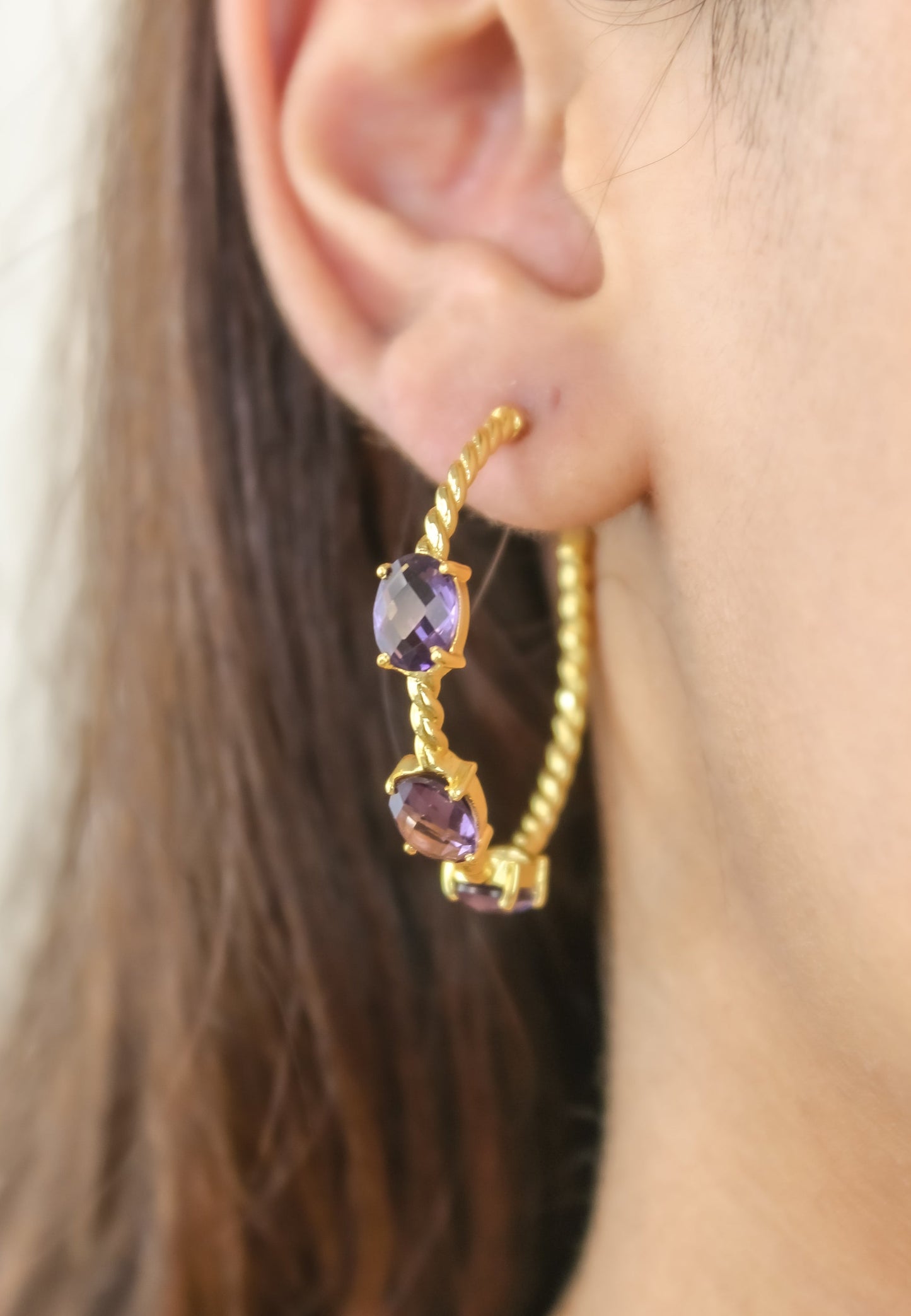 Elegant Doha Earrings with 18K Gold-Plating and Stones