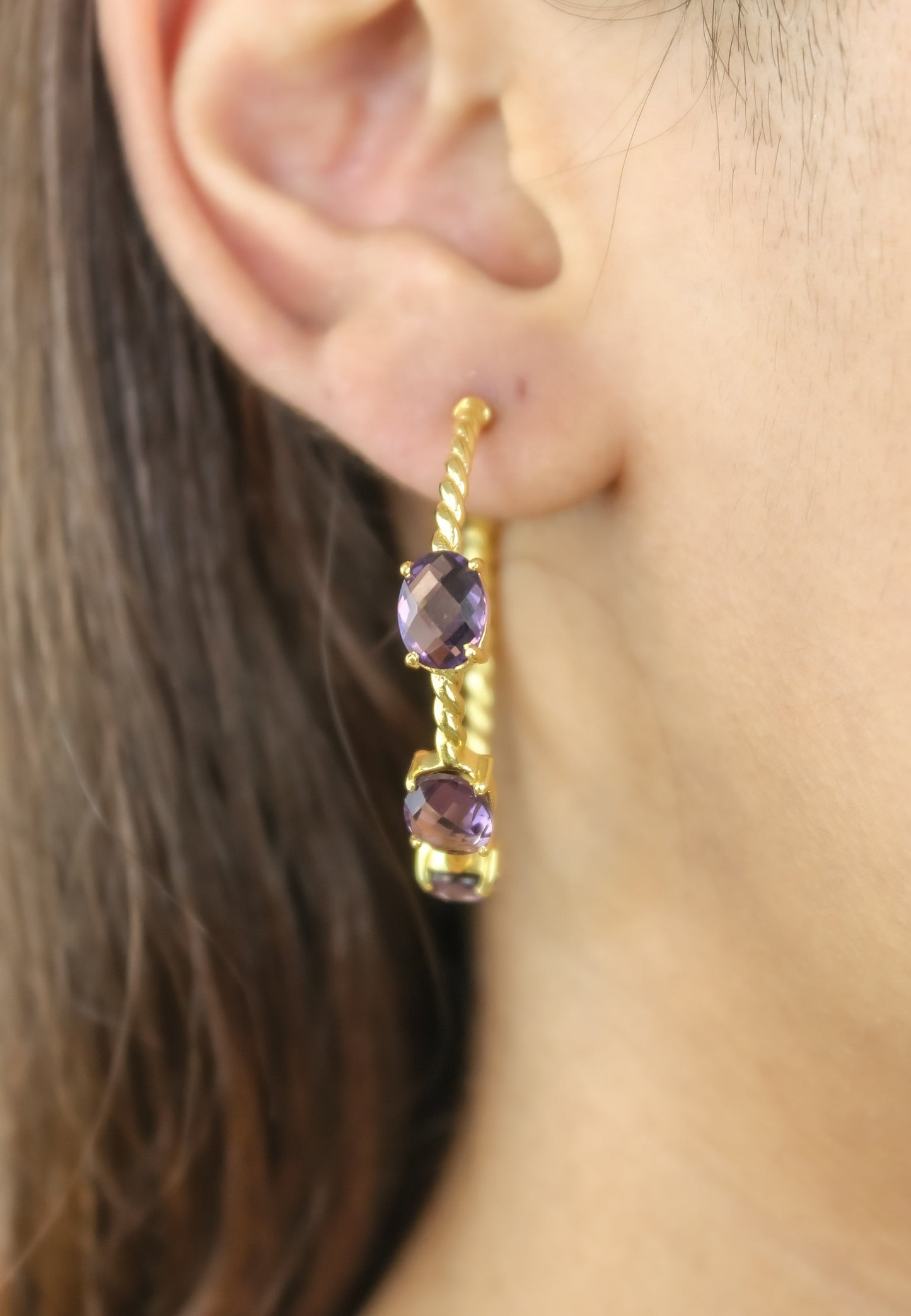 Elegant Doha Earrings with 18K Gold-Plating and Stones