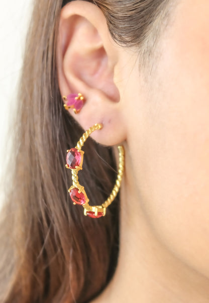 Elegant Doha Earrings with 18K Gold-Plating and Stones