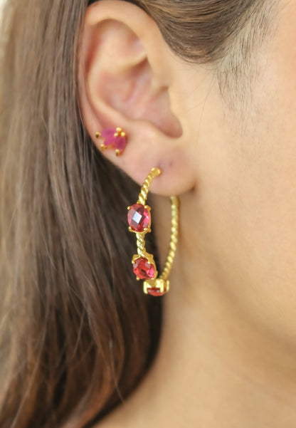 Elegant Doha Earrings with 18K Gold-Plating and Stones