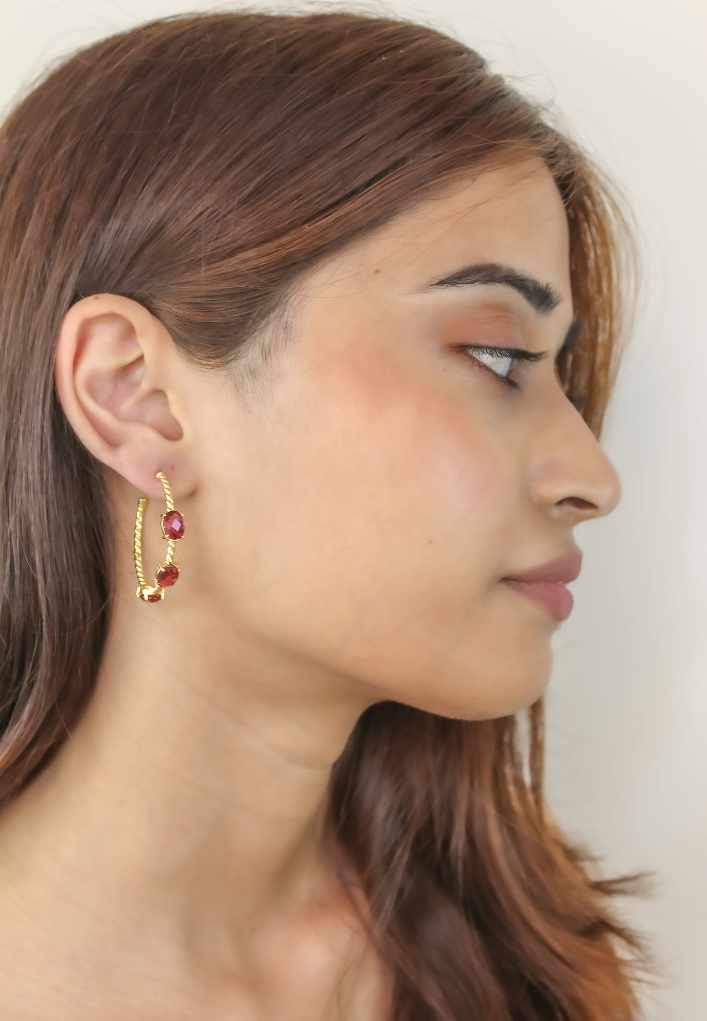 Elegant Doha Earrings with 18K Gold-Plating and Stones