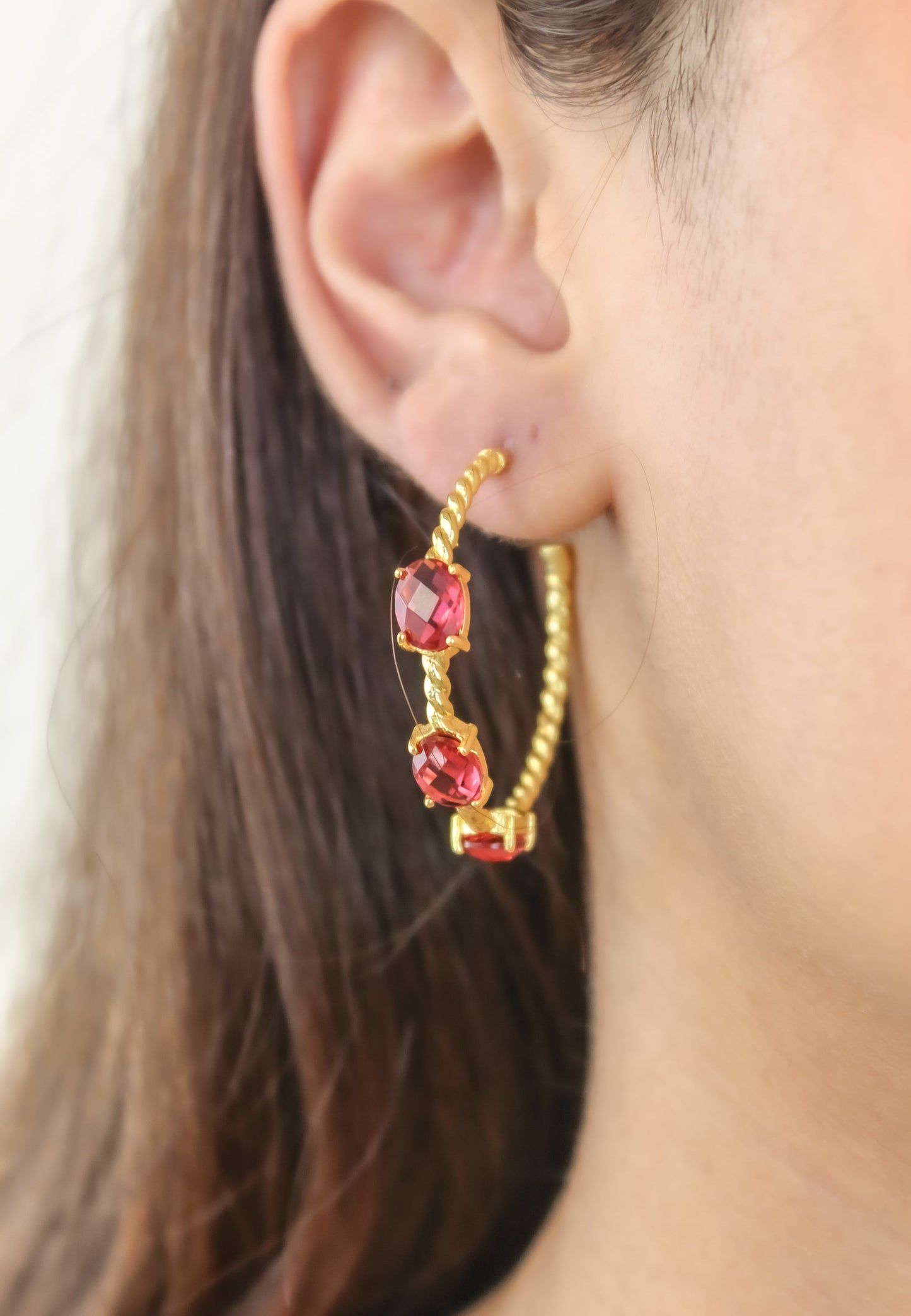 Elegant Doha Earrings with 18K Gold-Plating and Stones