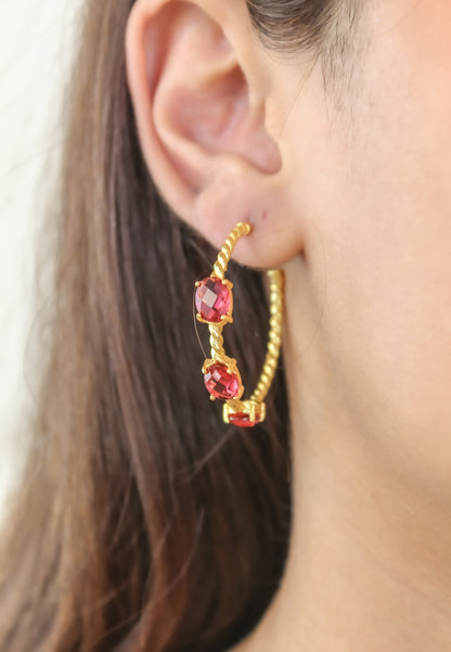 Elegant Doha Earrings with 18K Gold-Plating and Stones