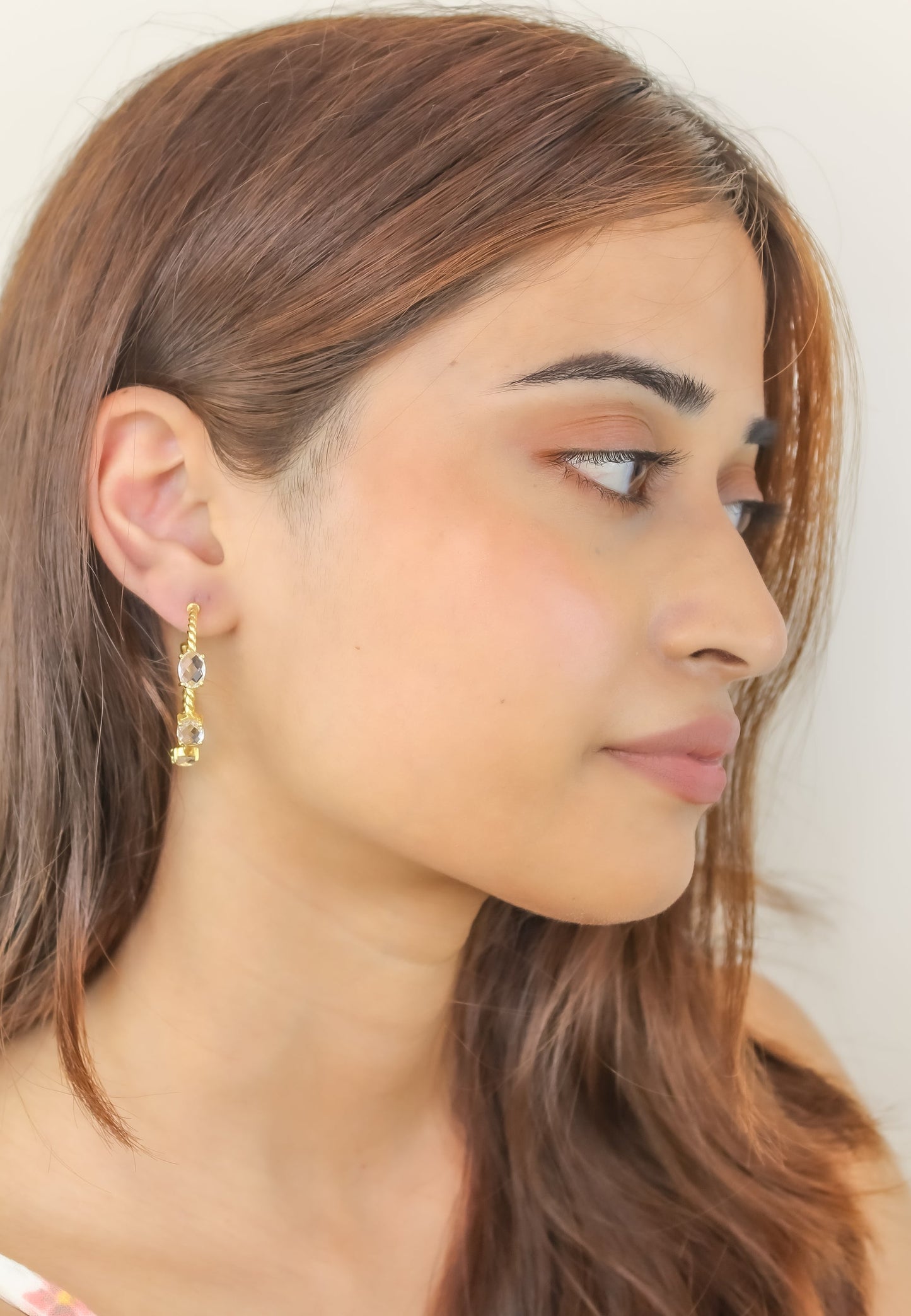 Elegant Doha Earrings with 18K Gold-Plating and Stones