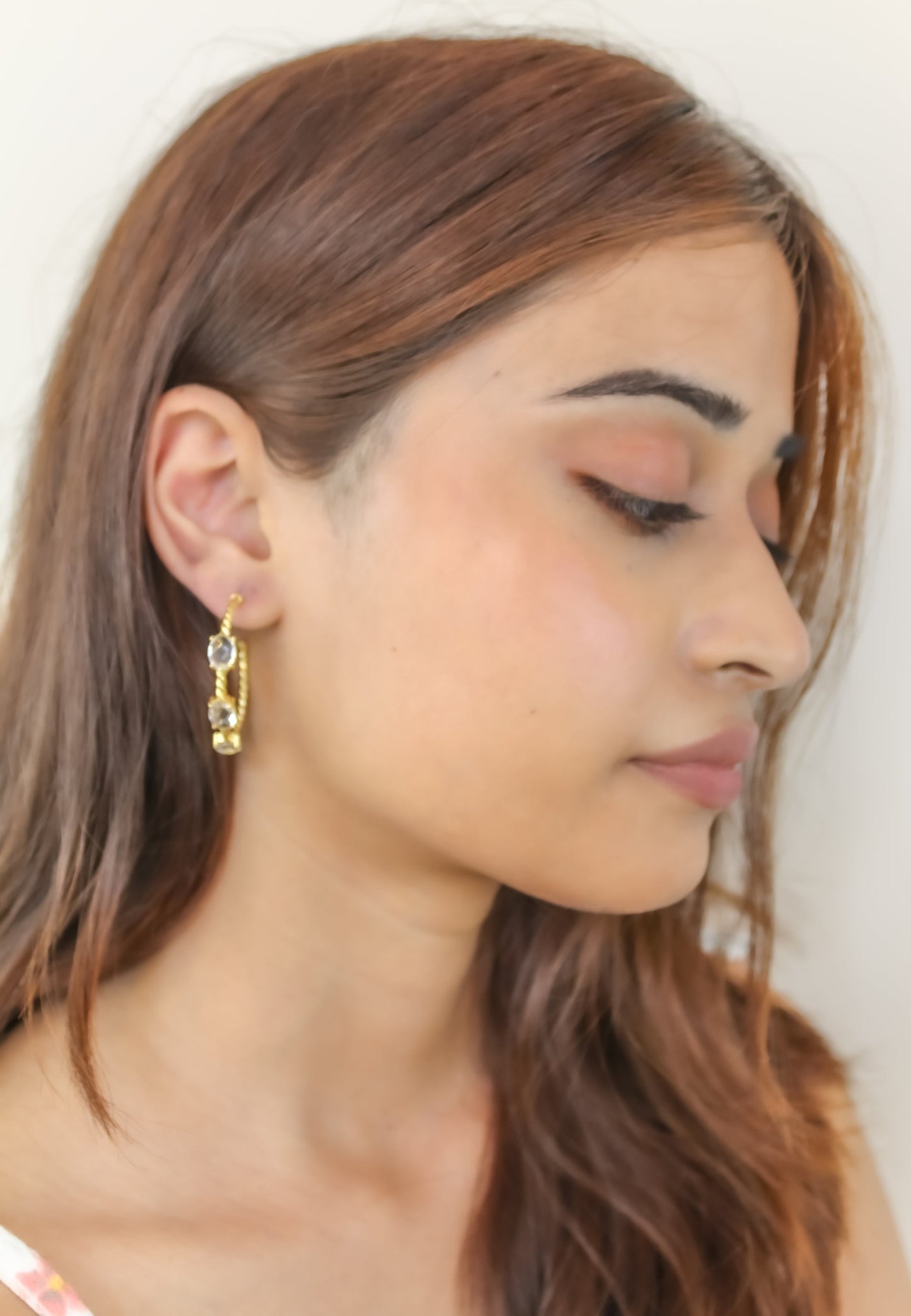 Elegant Doha Earrings with 18K Gold-Plating and Stones