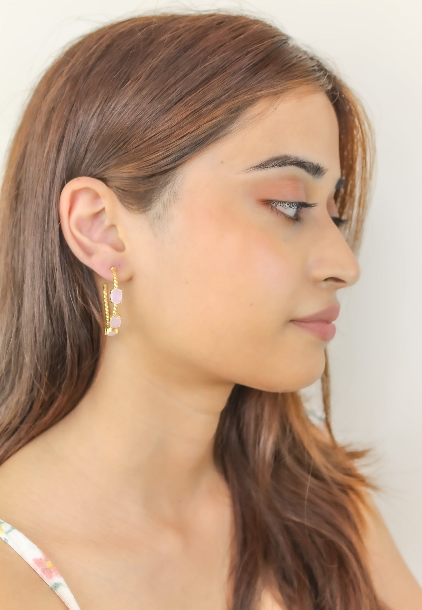 Elegant Doha Earrings with 18K Gold-Plating and Stones