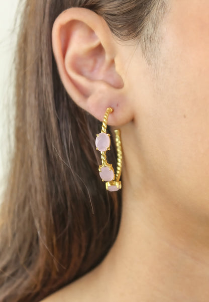 Elegant Doha Earrings with 18K Gold-Plating and Stones