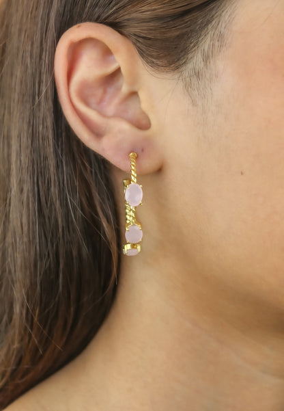 Elegant Doha Earrings with 18K Gold-Plating and Stones