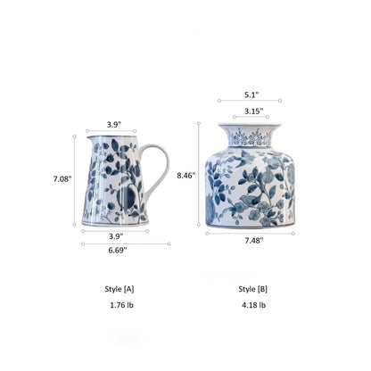 Pomegranate Hand-Painted Blue and White Porcelain Vase