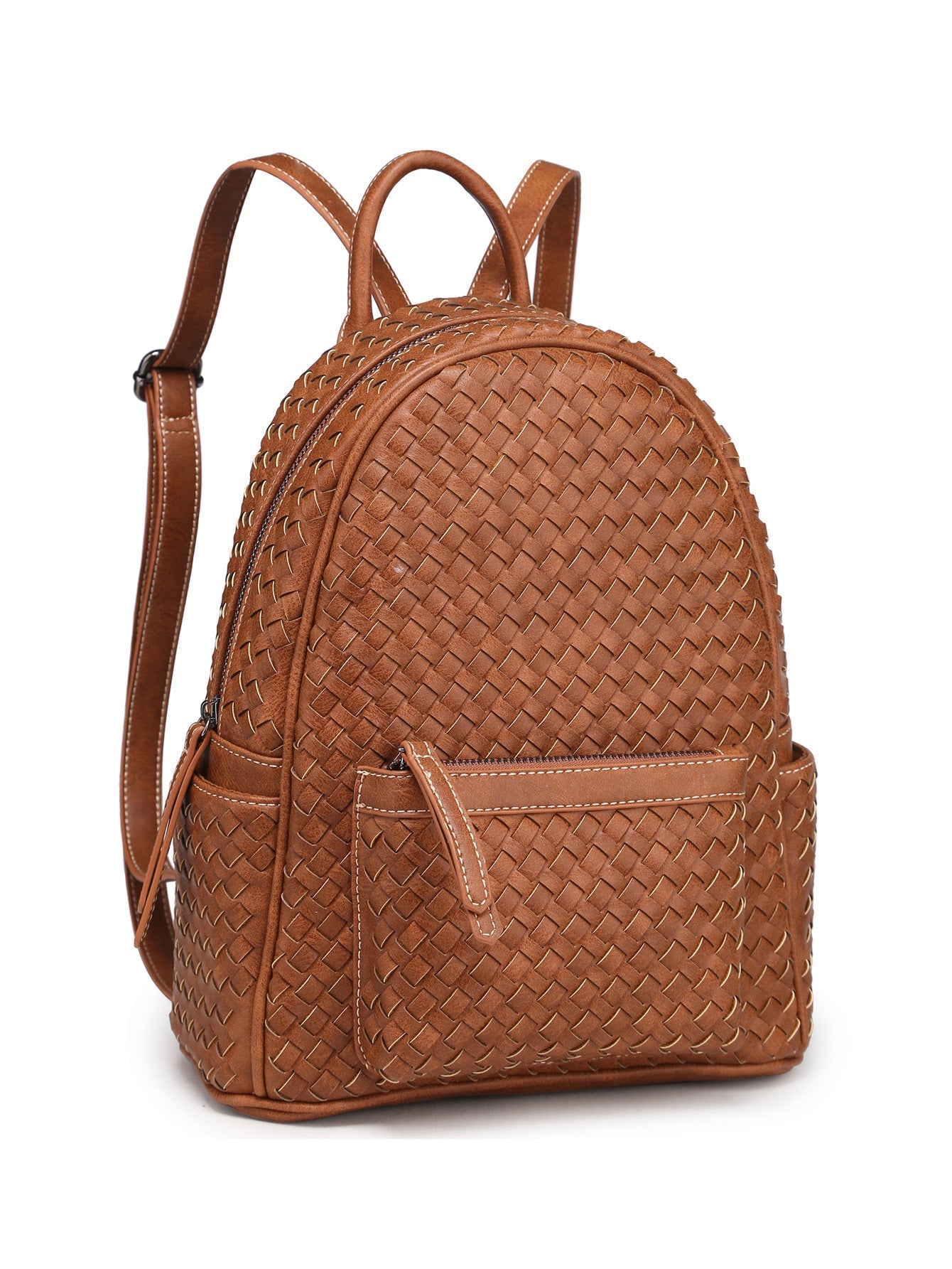 Woven Backpack Purse for Women Camel Vegan Leather MT1086-13 BR