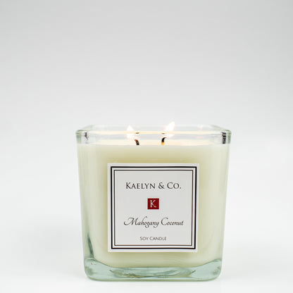 Mahogany Coconut Medium Cube Candle for Elegant Home Ambiance