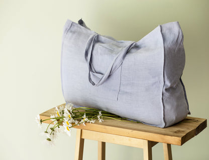 Grey Linen Beach Bag for Stylish Summer Adventures