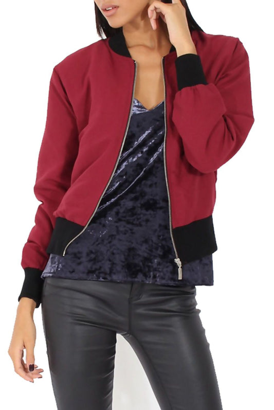 Navy Blue Bomber Jacket Womens - Classic Biker Style