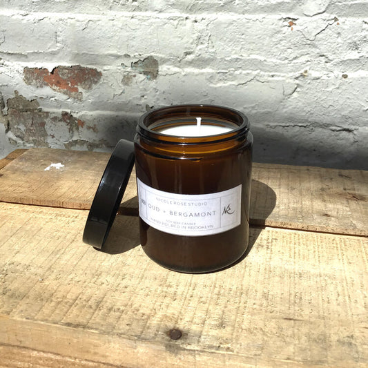 Oud + Bergamot Scented Soy Wax Candle - Stylemz