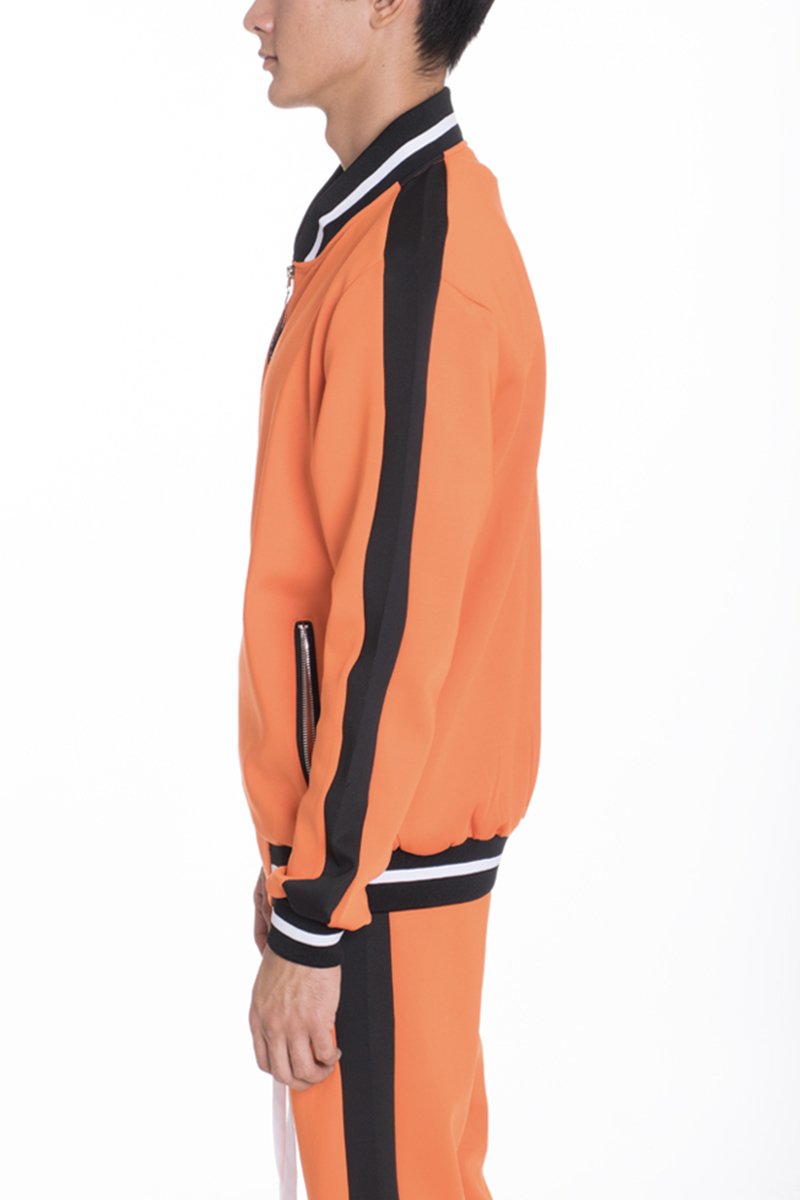 Heavy Weight Solid Track Jacket with Ribbed Details