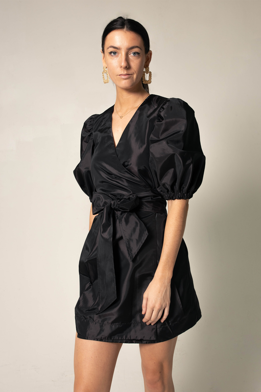 Elegant Black Lusso Wrap Dress for Effortless Chic Style