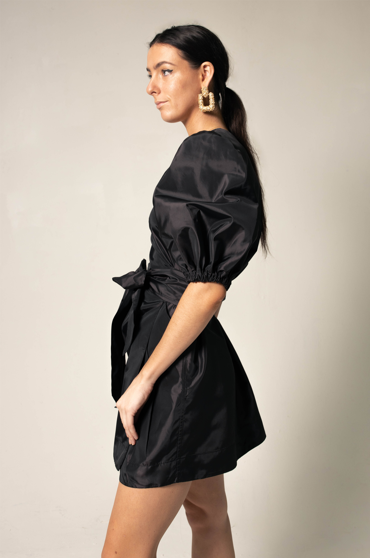 Elegant Black Lusso Wrap Dress for Effortless Chic Style