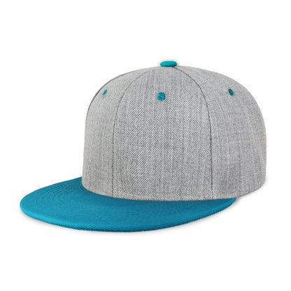 Two-Tone Heather Grey Flat Bill Snapback Cap for Comfort