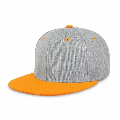 Two-Tone Heather Grey Flat Bill Snapback Cap for Comfort