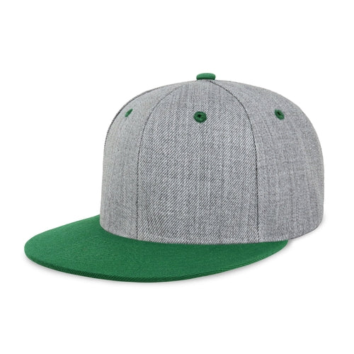 Two-Tone Heather Grey Flat Bill Snapback Cap for Comfort