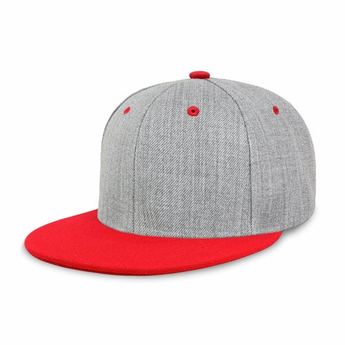 Two-Tone Heather Grey Flat Bill Snapback Cap for Comfort