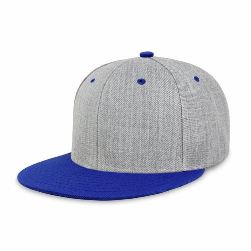 Two-Tone Heather Grey Flat Bill Snapback Cap for Comfort