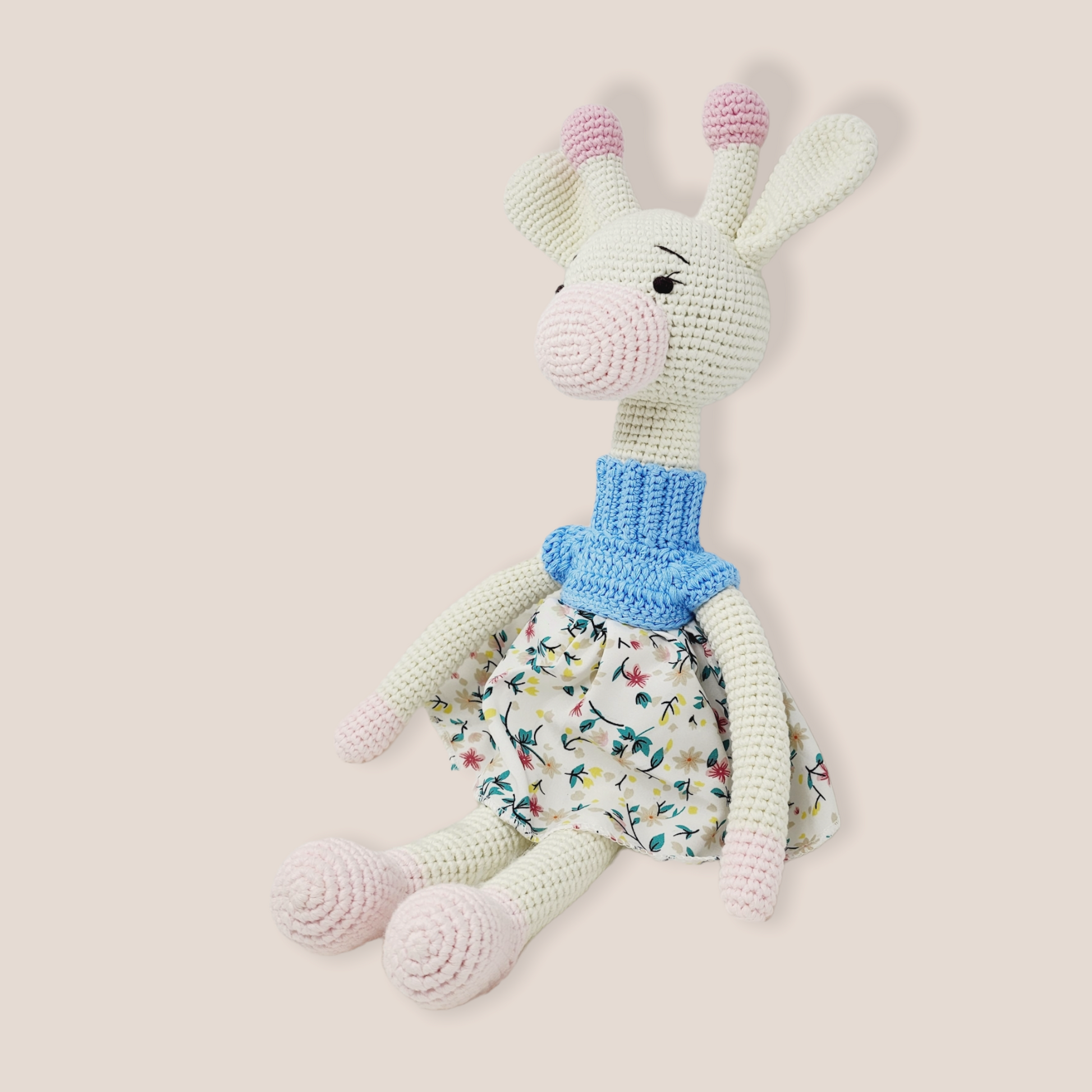 Crochet Giraffe Stuff Animal Toy Large Girl Doll in Dress, Amigurimi - Stylemz