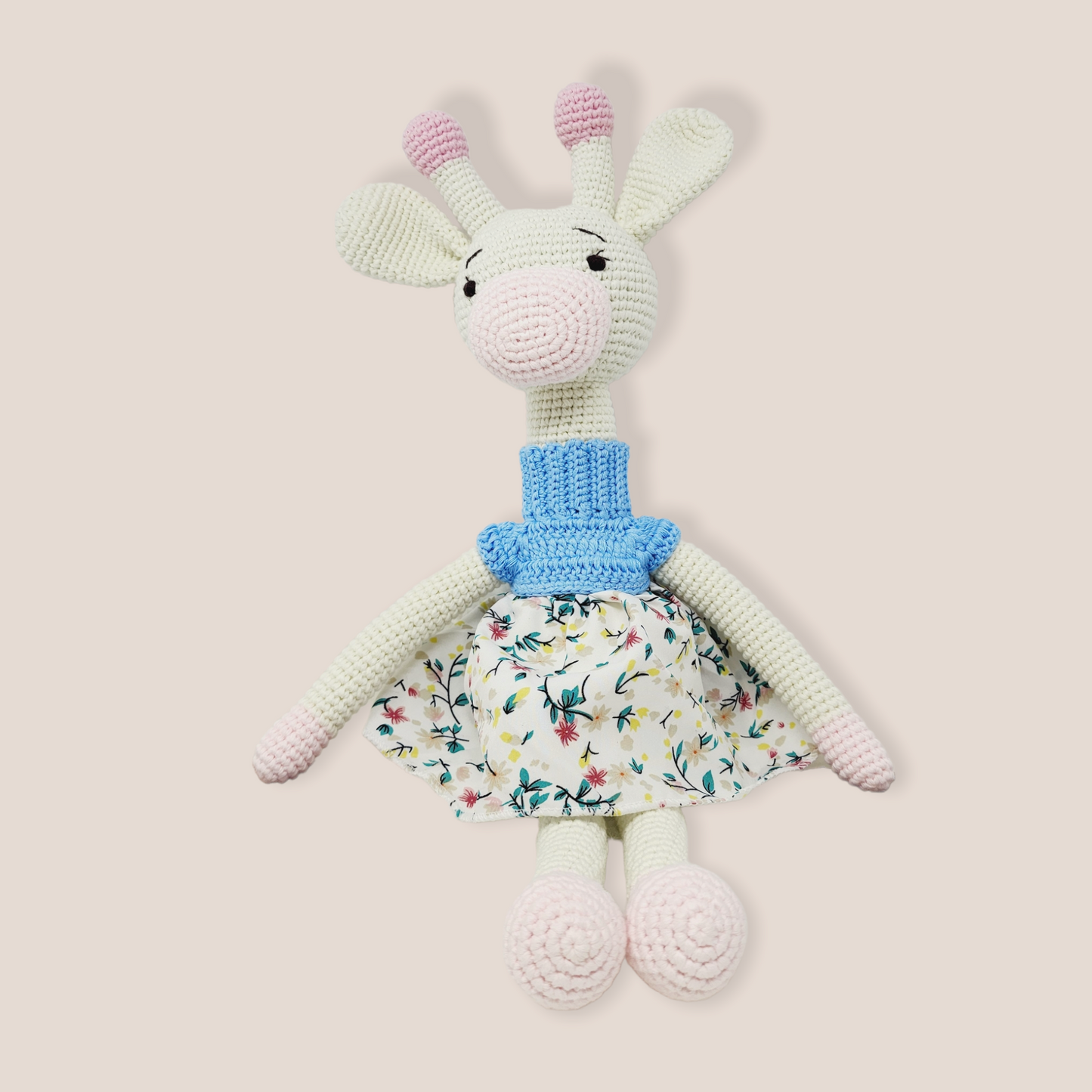 Crochet Giraffe Stuff Animal Toy Large Girl Doll in Dress, Amigurimi - Stylemz