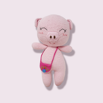 Amigurimi Handmade Pig Doll, Crochet Pig Toy Stuffed Animal Piggy, - Stylemz