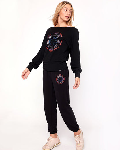 Karma Graphic Viscose Blend Sweatpants for Comfort and Style