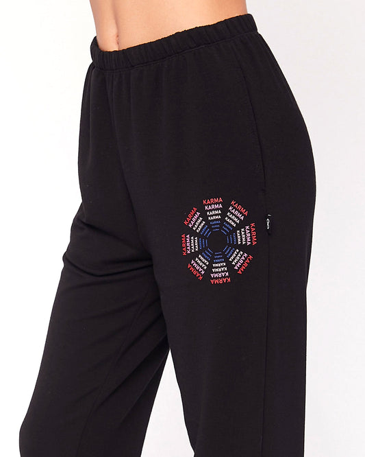 Karma Graphic Viscose Blend Sweatpants for Comfort and Style