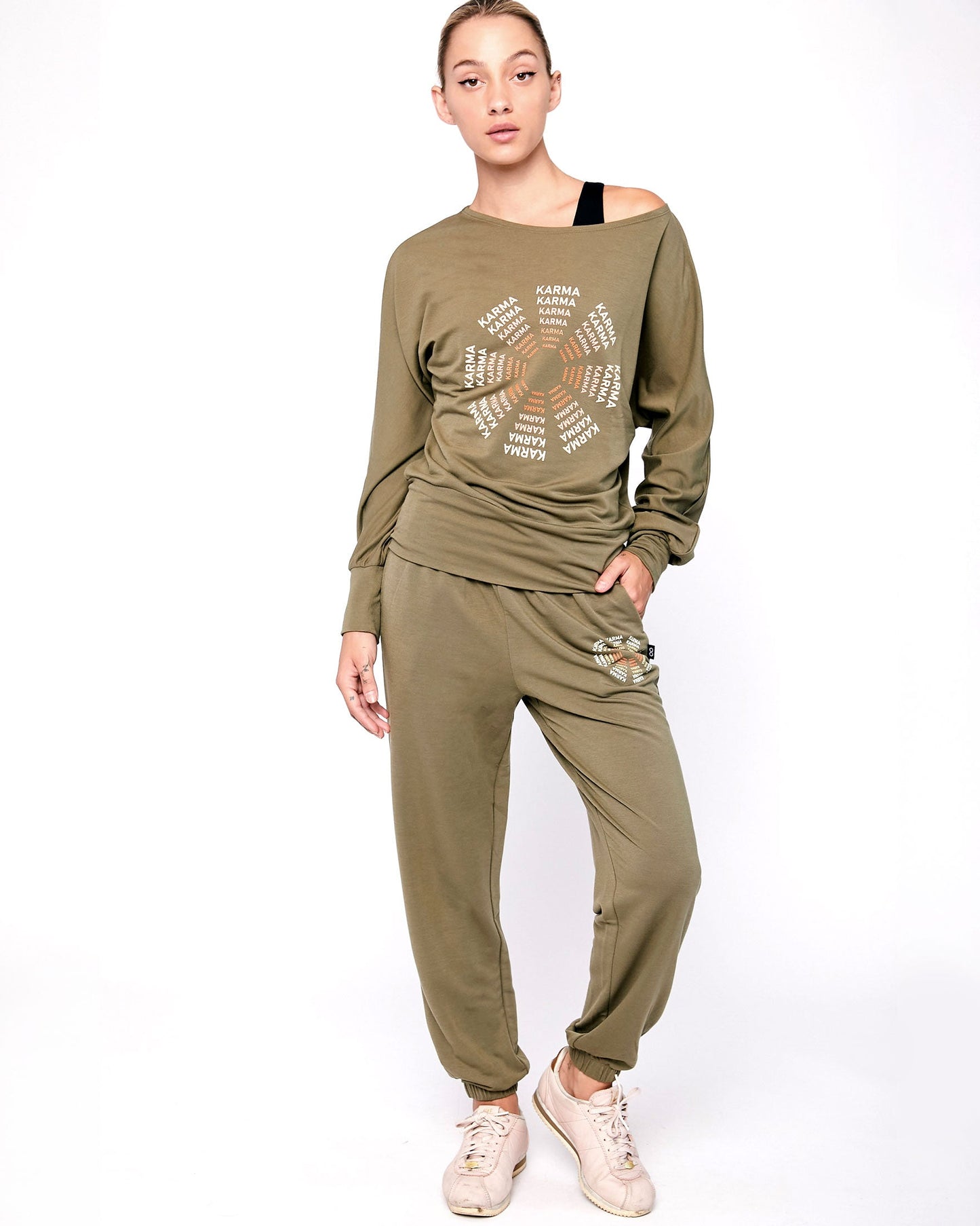 Karma Graphic Viscose Blend Sweatpants for Comfort and Style