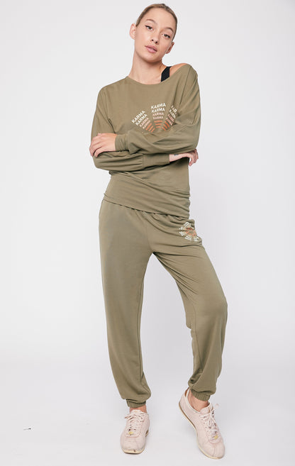 Karma Graphic Viscose Blend Sweatpants for Comfort and Style