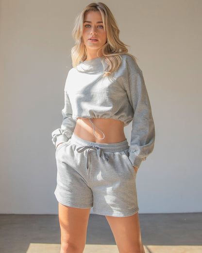 Rebody Puff Sleeve Crop Sweatshirt for Stylish Comfort