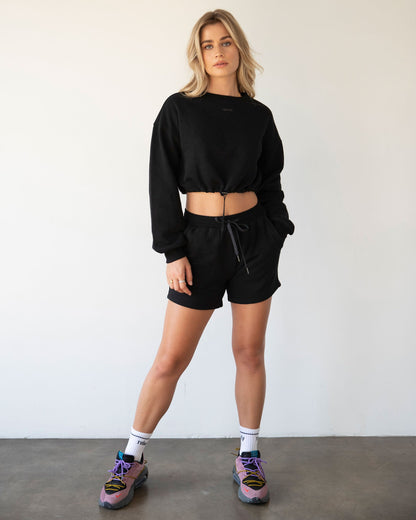 Rebody Puff Sleeve Crop Sweatshirt for Stylish Comfort