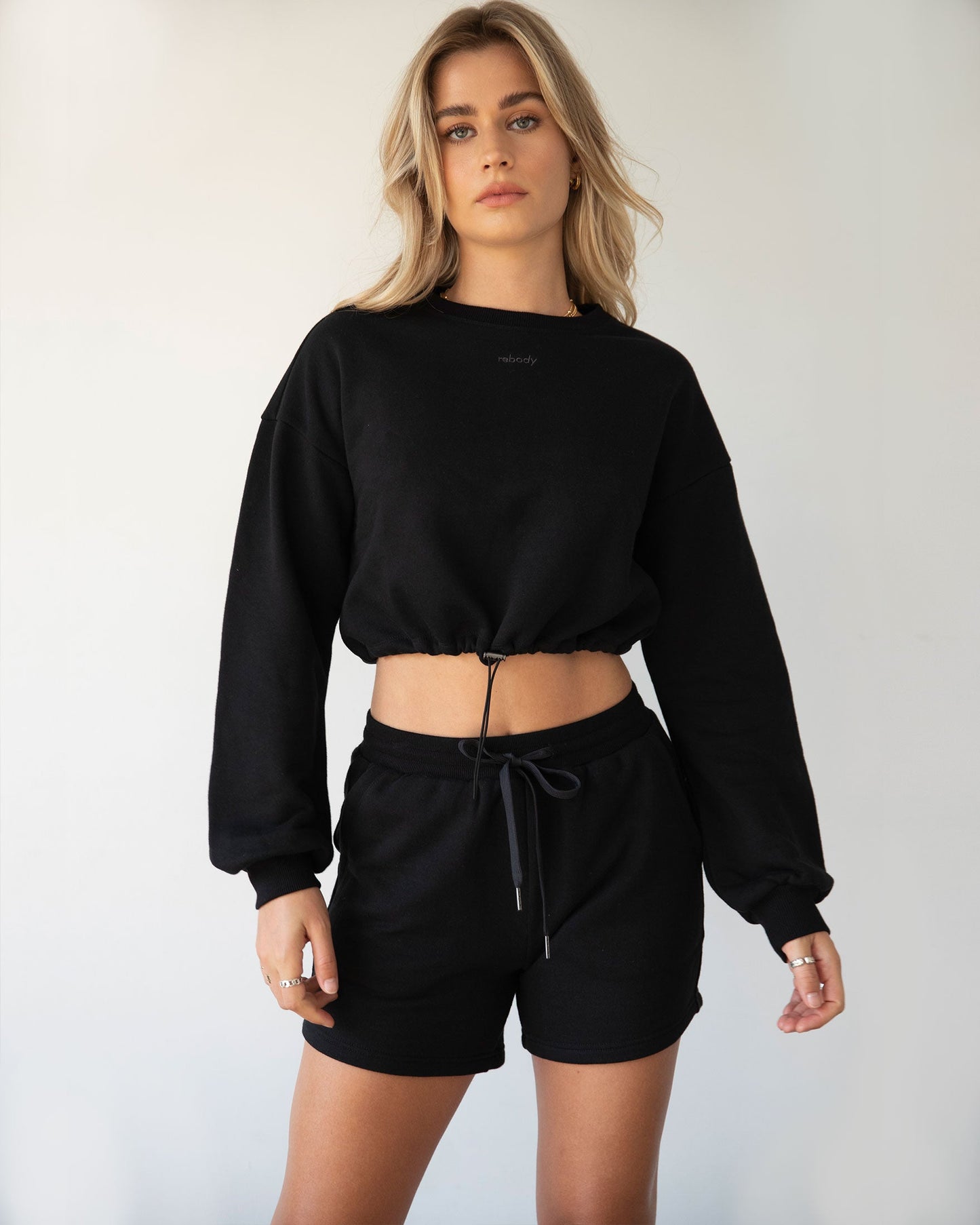 Rebody Puff Sleeve Crop Sweatshirt for Stylish Comfort