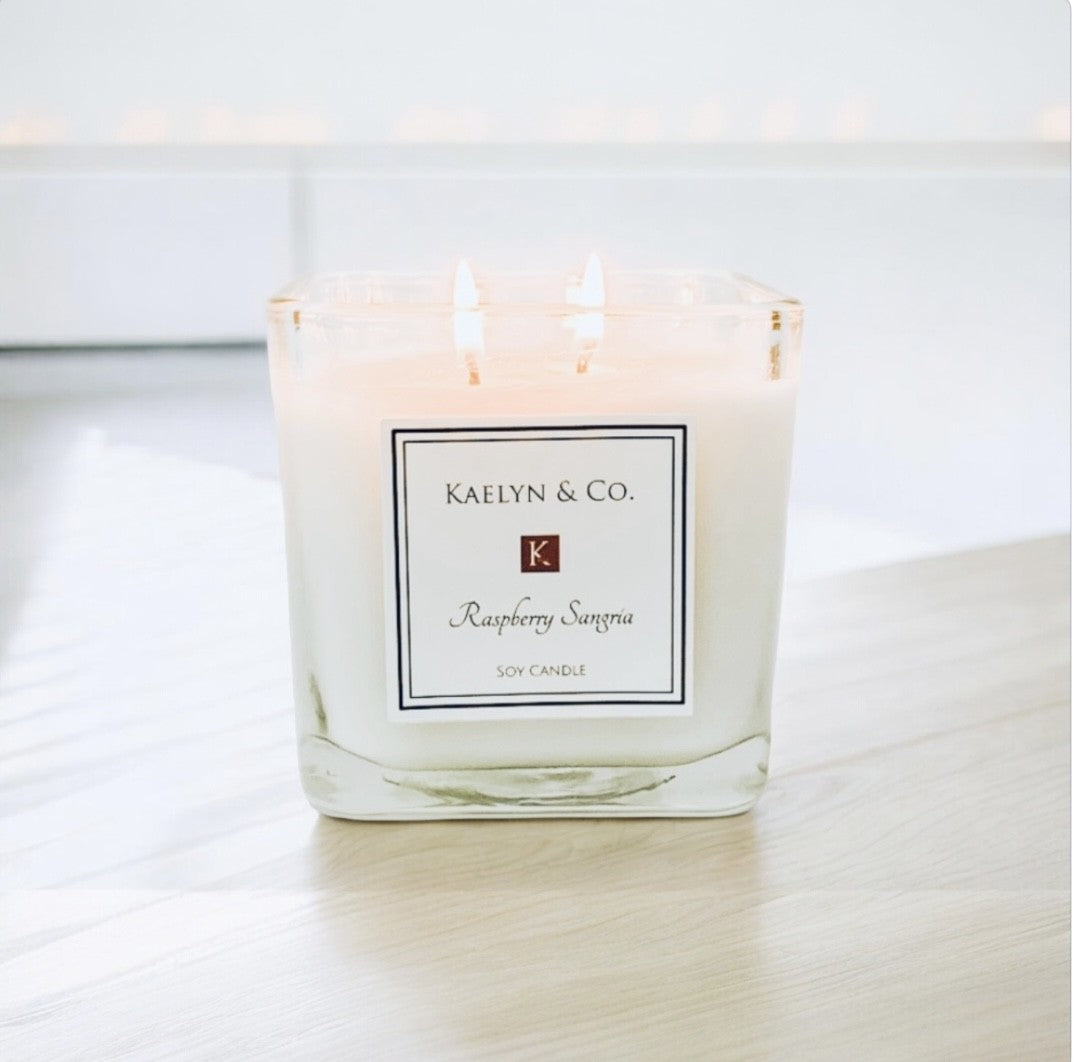 Raspberry Sangria Medium Cube Candle for Elegant Ambiance