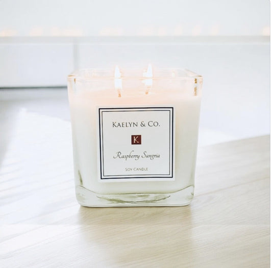 Raspberry Sangria Medium Cube Candle for Elegant Ambiance