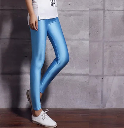 Lady Solid Candy Color Neon Leggings High Elastic Skinny Pants