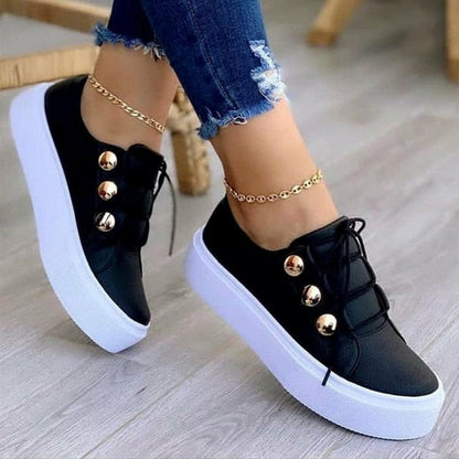 Light Breathable Casual Female Flat Shoes Rose Gold Black