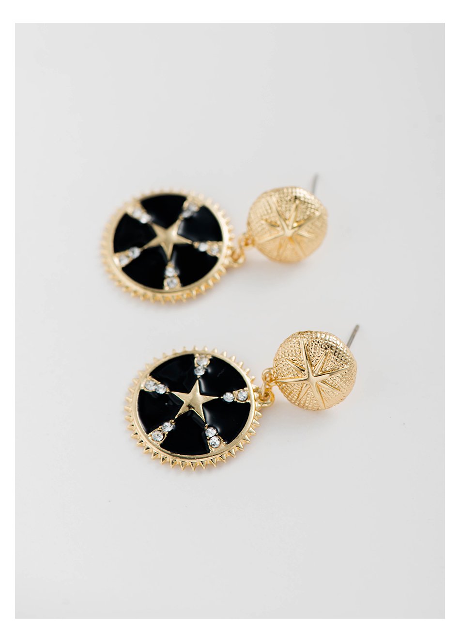 Bright Star Dangle Earring with Gold Plated Ceramic Inlay