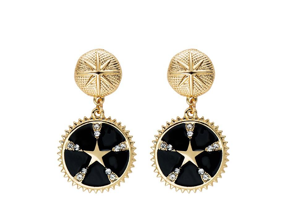 Bright Star Dangle Earring with Gold Plated Ceramic Inlay