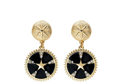 Bright Star Dangle Earring with Gold Plated Ceramic Inlay