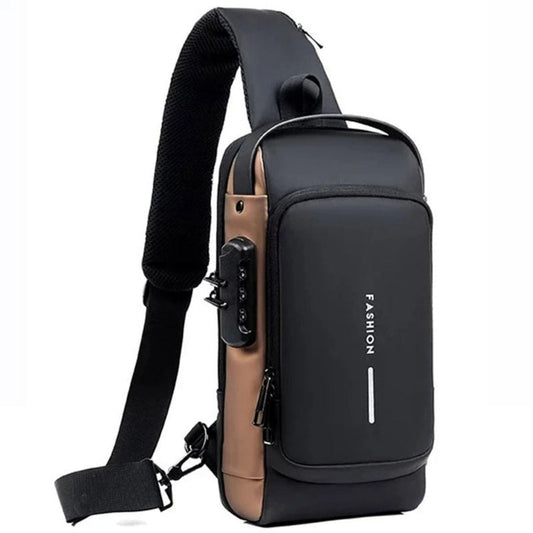 Cross Body Antitheft Shoulder Bag with Lock and USB Port