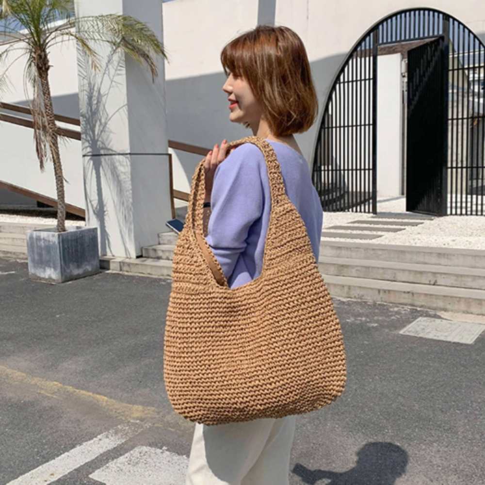 Summer Shoulder Straw Tote - Stylemz