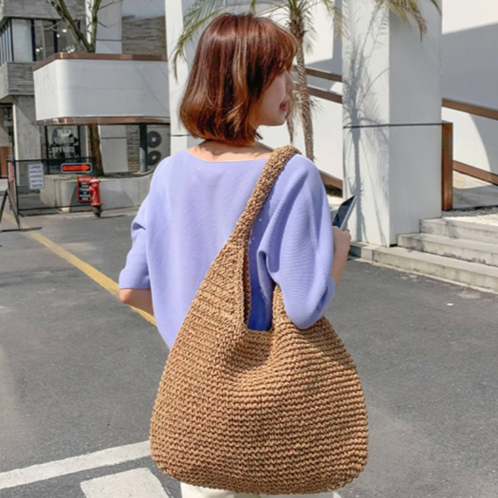 Summer Shoulder Straw Tote - Stylemz